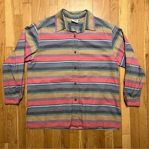 Vintage Brownstone Studio Womens Multicolor Striped Button Down XXL